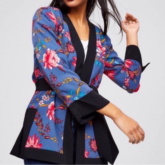 LOFT Kimono Style Duster Wildflower Belted Open Front‎  Blazer MultiColor Size S - Picture 1 of 10